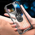 Phone Case Honor X6 Back Cover Clear Beehive Design Car Magicnet Air Cushion Magicnet Buckle Bracket Ring Transparent Casing for Honor X6 Cover Cases. 