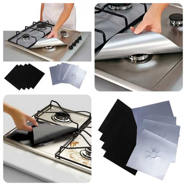 Premium Quality Silver and Black Stove Paper - Heat-Resistant Protective Liner for Stove Tops, Compatible with Gas, Electric, and Induction Stoves