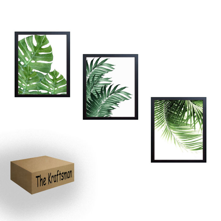 8x10 Minimalist Frame 3 Tropical Leaf Theme Set Photo Wall Decoration Photo Frame Wall Hanging Home Decoration Picture Gallery for Living Room Bedroom Study Room