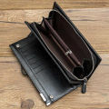 Imported Business Long Card Holder Wallet For Men Leather Bifold Wallets with Zipper Hand Clutch for Men's in Black and Brown Mobile Wallet with Wristlet Wallets. 