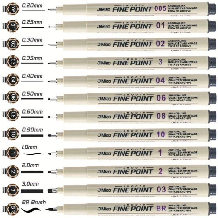 Sketch Stationery Set 12 Tip Pigment Liner Pen Sakura Pen Different Tip Liner Micron Ink Marker Pen Compatible Black Needle Manga Markers Needle Pen Painting