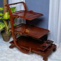 Wood Valley-Wooden Ship Multi Step Tier Rectangular Tea Trolley-Serving Trolley-Premium Quality-Chinioti Furniture-Customizable. 