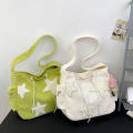 Women Star Pattern Corduroy Crossbody Bag Casual Tote Lady Large Capacity Shoulder Bag Girl Travel School Bookbag Handbag. 
