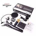 【Big Circuit】 BM800 Condenser Microphone KIT with V8 SoundCard for Studio Recording ~ Home Studio Setup for PodCasting, Live Streaming, Gaming, Singing, ASMR with Mic Suspension Adjustable Scissor Arm, XLR Cable, Shock Mount & Pop Filter ~ FunBug. 