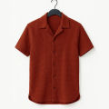 Richman Cuban Collar Shirt For Men - Half Sleeves Men Shirts - Waffle Knit Casual Shirts For Men. 
