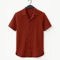 Richman Cuban Collar Shirt For Men - Half Sleeves Men Shirts - Waffle Knit Casual Shirts For Men. 