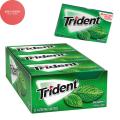 Trident Bubble Gum Spearmint, Sugar Free, Pack of 12 Chewing Gums Box. 