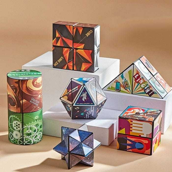 Magic Cube 2 in 1 Set Puzzle Brain Teasers Toy Geometric Brain Teaser Puzzles Geometry 3D Logic IQ Games Puzzle Cubes for Kids and Adults
