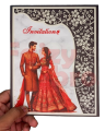 Luxury Wedding Invitation Card – Bride & Groom Illustration | Premium Mehndi, Barat, Nikah & Walima Cards. 