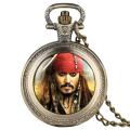 Pirates of the Caribbean Captain Jack Pattern Pocket Watch Men Necklace Fob Watches for Kid Children Boys Clock Gifts. 