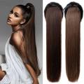 45/55/65cm Super Long Straight Clip In Tail False Hair Ponytail Hairpiece With Hairpins Synthetic Pony Tail Extensions. 