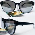 Imported I Catchers Glasses - Cat Eyes Wayfarer Shape Style Reflector Lenses Fashion Glasses Silver Lenses Black Frame. 
