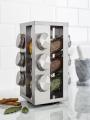Rotating Spice Rack Set of 12 Spice Jars Seasoning Storage Organizer Stainless Steel Frame. 