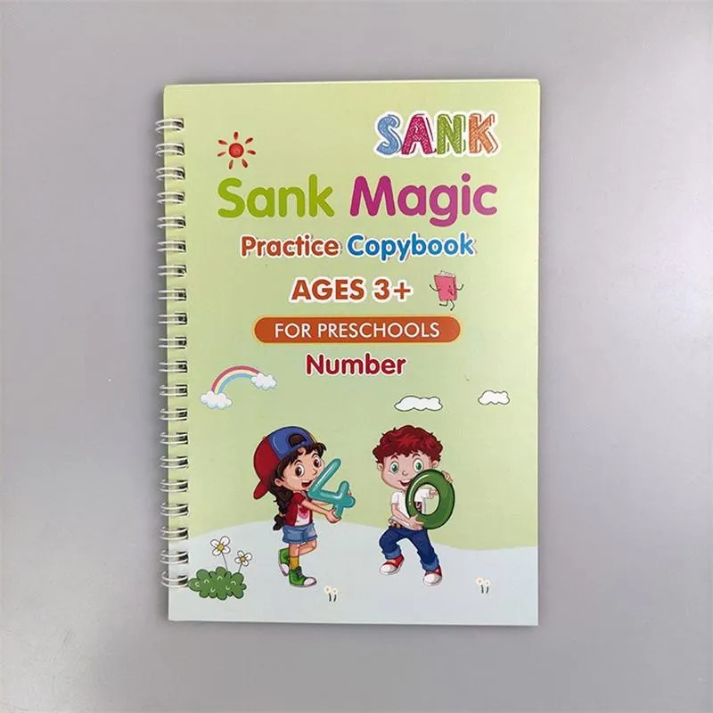 Magic Practice Copybook(4 BOOKS+10 INK REFILL) , Magic Book For Montessori children Tracing Handwriting | First Learning Books for Kids | Preschool