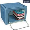 Folding Oxford Cloth Steel Frame Clothing Quilts Pillows Storage Bag Folding Organizer Box Storage Bag Zipper Lid 24 L. 