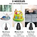 Electric Air Pump, Portable Electric Balloon Pump for Inflatables with 3 Nozzles, 130 W Quick-fill Electric Pump for Swimming Pool Outdoor Toy Car Camping, Black. 