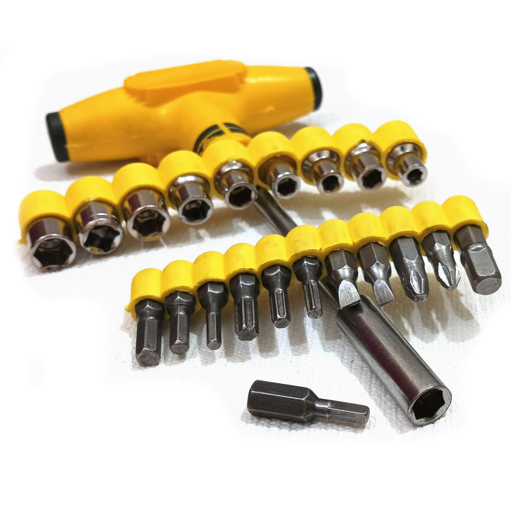 24 in 1 Professional Tools - T Shape Screwdriver Set JL-1080 Batch Head Ratchet Pawl Socket Spanner Hand Tools | 24pcs Multifunction repair opening tool kit
