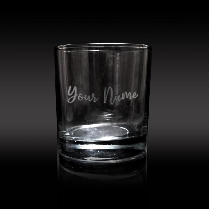 Custom Name Glass Water Tumbler - Hand Engraved Name on Glass