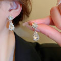 Fashion Simple Water Drop Crystal Rhinestone Necklace Earrings For Women Wedding Bride Light Luxury Jewelry Sets Accessories Qoddess. 