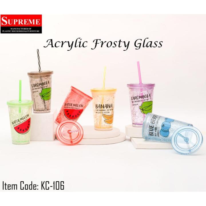 Piece Acrylic Frosty Mason Jar Glass with Straw And Lid Freezing