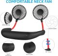 2500mAh USB Rechargeable Hand-Free Neck Fan with 3-Speed Adjustment, Portable Mini Dual Head Rotatable Cooling Fan for Office, Reading, Travel, Outdoor Sports. 
