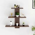 Wooden Wall Shelves for Living Room | for Home Decor Items | Floating Book Rack for Study Room, Office, Kitchen 3Tiers | Size- Standard | Colour- Brown. 