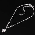 Vintage Waterdrop Pendant Necklace Earrings Silver Wedding Jewelry Set SEVICH. 
