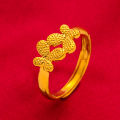 Youbo Internet celebrity 24k Bow Ring   Female   Gold Plated Style Sweet and Simple Ancient Gold Finger Ring Net Red. 