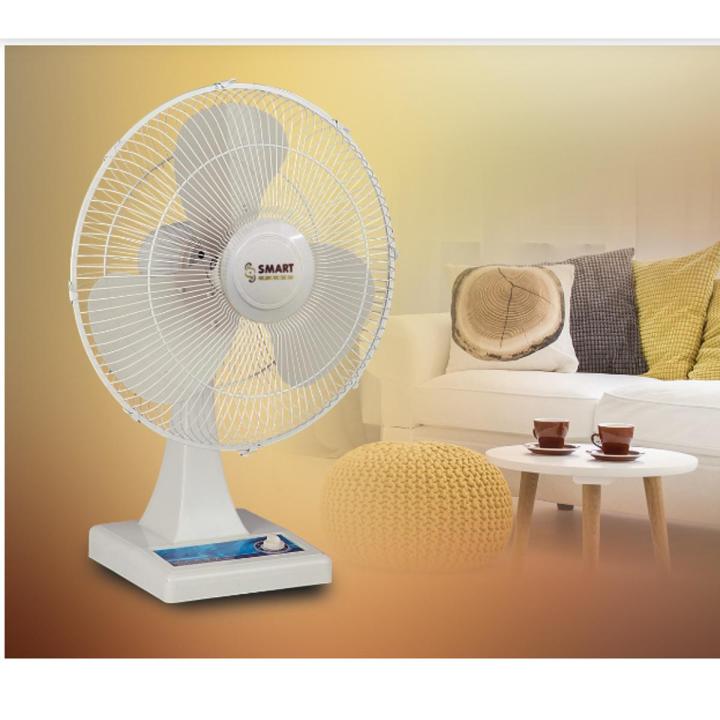 Smart Fans 18" Table Fan Plastic base Metal blade-Off white Naveed Industry