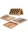 Deluxe 3 In 1 Wooden Chess, Checker And Backgammon Set, Brown. 