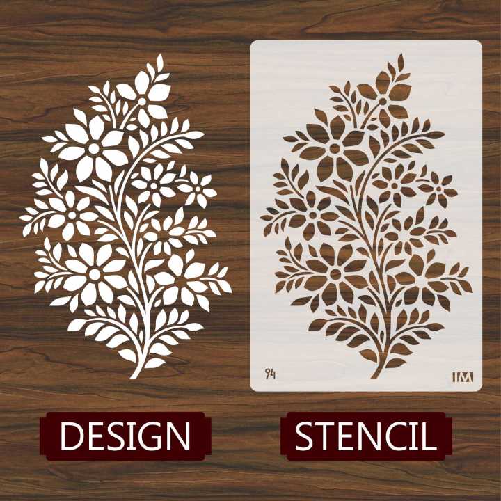 Flowers%20and%20Leaves%20Branch%20Reusable%20Stencil%20Airbrush%20Painting%20Wall%20Art%20DIY%20Home%20Decor%20Scrap%20booking%20Album%20Crafts%20-%20Image%203