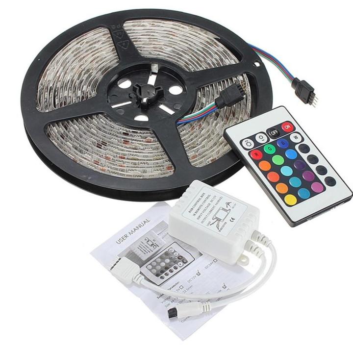 SMD 5050 Waterproof Rgb LED Strip Light with Remote Controller Power Supply Multicolour 12v