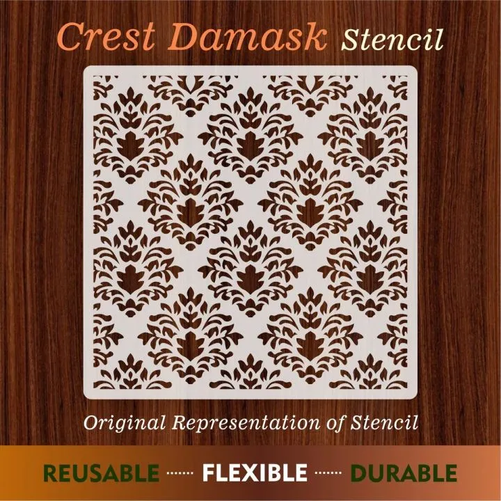 Crest Damask Reusable Stencil For Canvas And Wall Painting.ID#216 ...