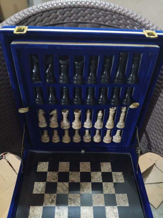 Marble Chess Set Handmade Onyx Full Chess Game Set.Comes in Velvet Box Packaging. Perfect for Gifting (Black Coral)