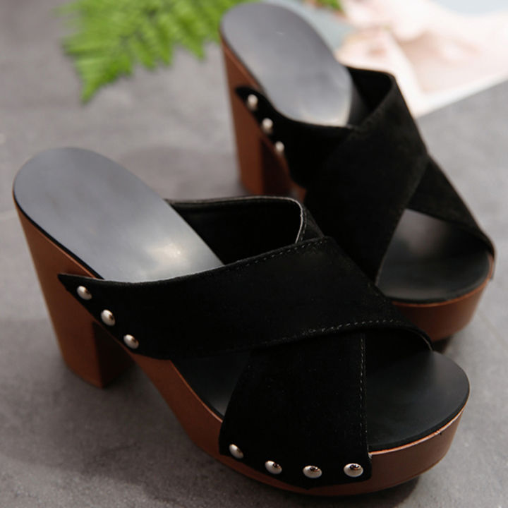 %E3%80%90FOOT%20SOFA%E3%80%91Summer%20Women%20Sandals%20Square%20High%20Heel%20Platform%20Flock%20Casual%20Rivet%20Pumps%20Peep%20Toe%20Female%20Elegant%20Ladies%20Shoes%20-%20Image%205