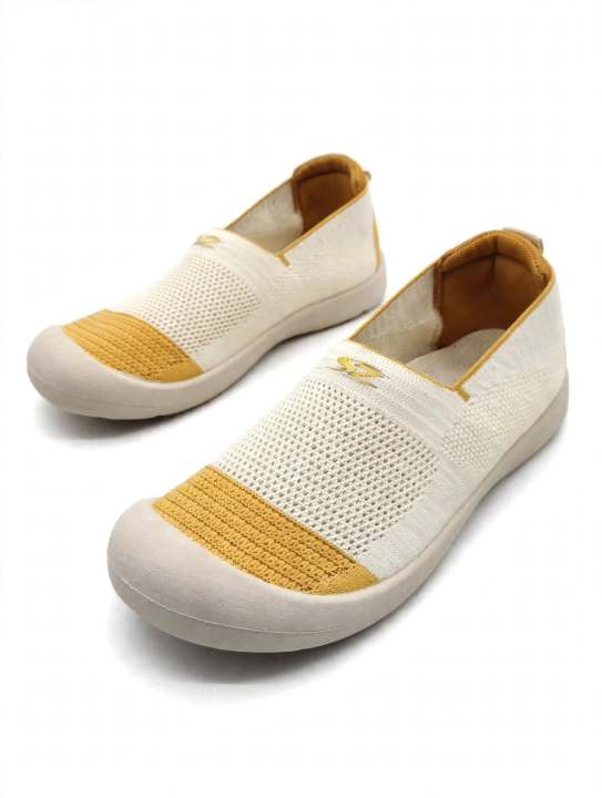SHAZ%20FOOTWEAR%20Women's%20White%20&%20Mustard%20Slip-On%20Walking%20Shoes%20-%20Lightweight%20Breathable%20Comfort%20Loafers%20for%20Ladies%20-%20Image%206