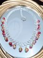 Handmade Choker Necklace 70 Plus Color Options – Crackle Glass Bead Dangler – Customizable and Adjustable & Stylish Fashion Jewelry. 