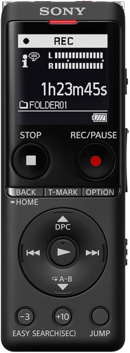 Sony ICD-UX570F Light Weight Voice Recorder, with 22hours Battery Life, 4GB Built-in Memory -Black