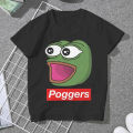 Poggers women tshirt Pepe frog animal girls Y2K graphic tops o neck polyester female T shirt humor gift. 