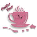 Tea Cup Shaped Wooden Wall Clock With Coffee Spoon & Coffee Beans. 