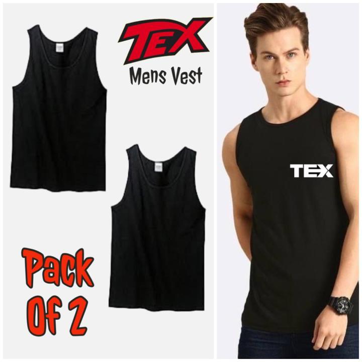 Pack Of 2 Mens Black Branded Vest Black Cotton ( Banyan ) For Gents