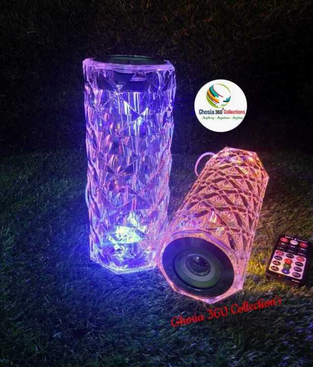 Bluetooth Speaker USB Crystal Rose Lamp RGB Color changing Modern LED Crystal Table Lamp Touch & Remote Controlled Projector