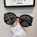 2022 New Vintage Cat Eye Round Sunglasses Women's Korean Version Metal Rimless Gradient Sun Glasses Luxury Shades UV400. 
