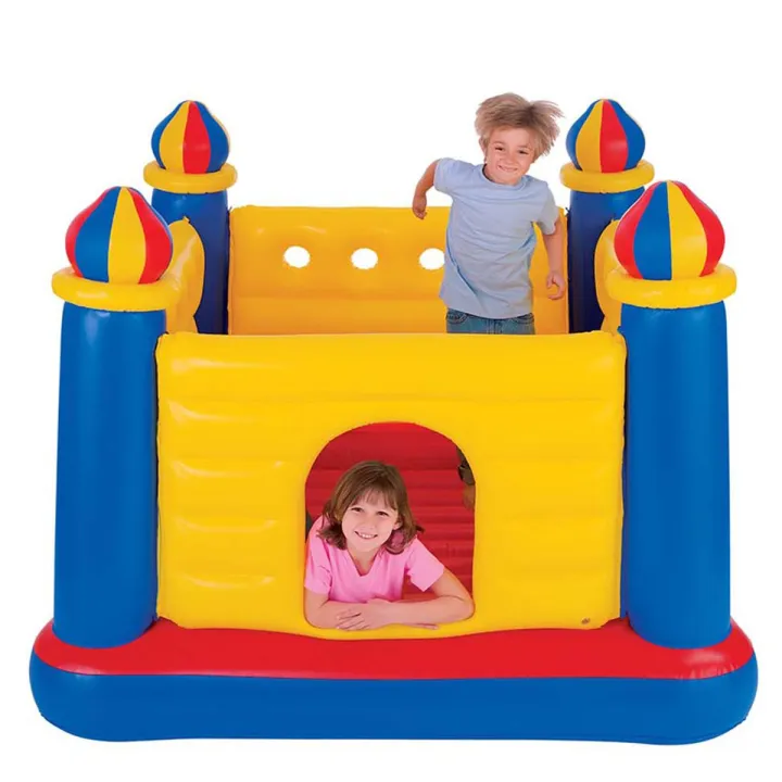 Intex%20-%20Jump-O-Lene%20Yellow%20Childrens%20Jumping%20Castle%20Trampoline%20Playground%20Inflatable%20Ball%20Castle%20Bouncer%20-%206%20ft%20Approx%20-%2048259%20-%20Image%202