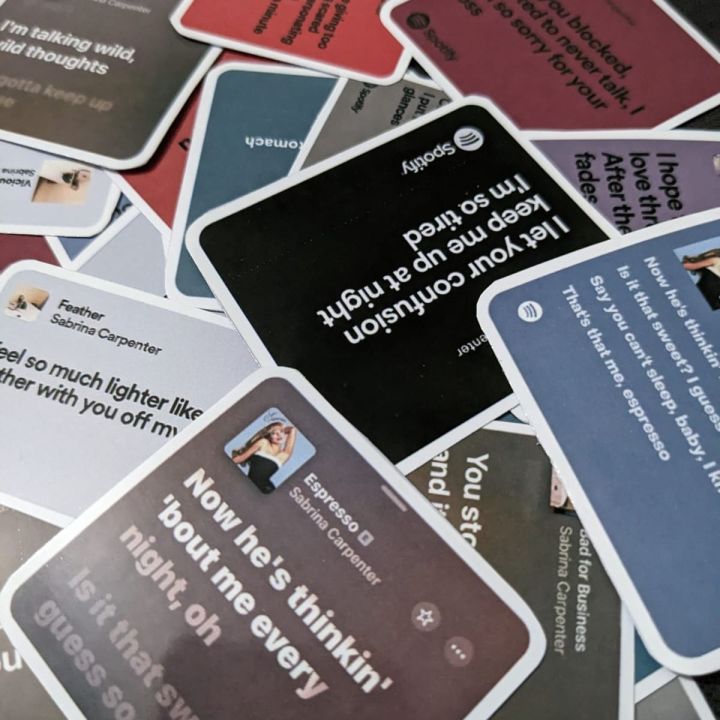 20 pcs SABRINA CARPENTER Spotify lyrics sticker pack based on popular singer Sabrina carpenter emails i can't send espresso please please please ideal for diaries, notebooks, journaling, skateboards, phone cases, guitars and perfect for all music lovers