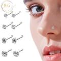 Pure Silver (chandi) Nose Pin with Multi-color Small (2 MM) Stones For Women. 