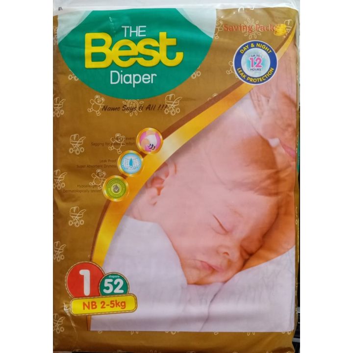 BEST BABY DIAPER SIZE 1-NO NEW BORN 2-5KG (52-PCS PACK)