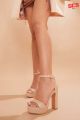 SCS Women Fashion Block High Heels With Platform Sandal, Party Wear Heels Weeding Wear Heels, Bridal Heels Black, White, Cream. 