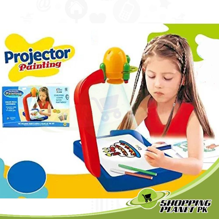 Kids Projector Painting 3 In 1 with 12 Water Pen-Children LED Projector Art Drawing Table Toys Kids Painting Board Desk Projection Educational Learning Toys