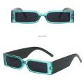 Rectangle Frame Fashion Sunglasses-Small Frame Square Sunglasses -Vintage Colorful Wide Leg Eyeglasses. 
